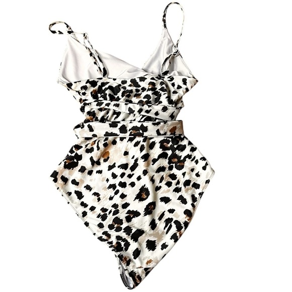 Aerie Leopard Wrap One Piece Swimsuit- Size Small - Picture 8 of 11